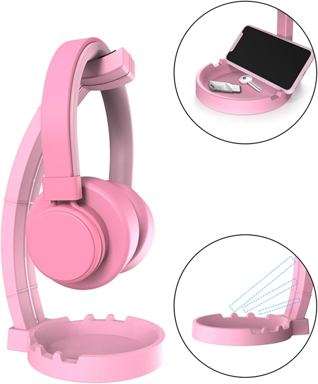 yowuピンク クリスタルヘッドフォンスタンド LED付き ヘッドホン